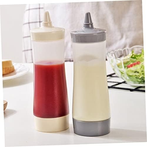 3-Pack Set of Squeeze Bottles with Removable Nozzles for Salad Dressing