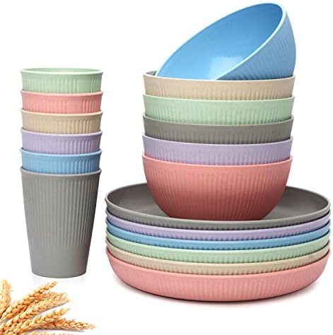 Eco-Friendly Wheat Straw Dinnerware Set for 6