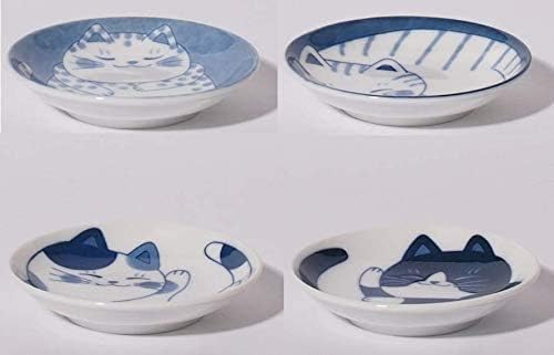 4-Piece Cute Cat Japanese Small Plate Set