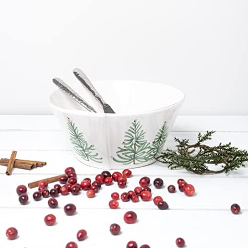 Vietri Lastra Holiday White Green Elegance Christmas Curling Bowl 105 D