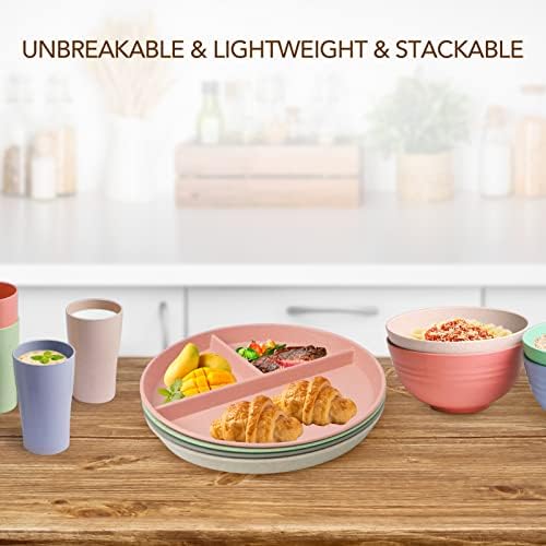 Sturdy Divided Plates with 4PCS Set