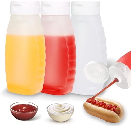 Nacxbwer - Condiment Squeeze Bottles with Silicone Funnel and Leak-Proof Design