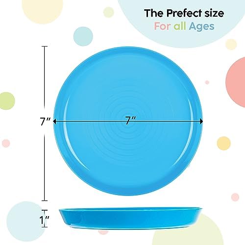 Kids Plates Set of 12 - Reusable BPA-Free Microwave Dishwasher Safe