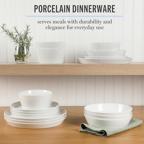 Martha Stewart Selma Chip Scratch-Resistant Dinnerware Set White Durable Elegant