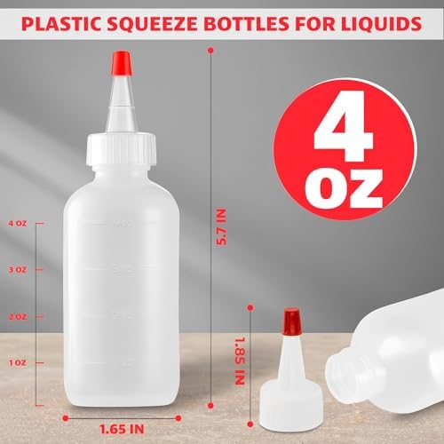 Burius 6-Pack 4oz Squeeze Bottles - Compact Efficient for Kitchen Needs