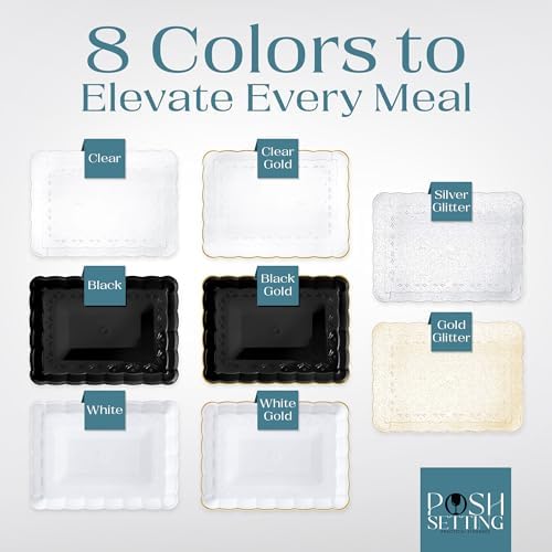 Sleek Plastic Serving Trays - Black Gold 9x13 BPA-Free for Party Essentials