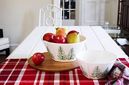 Vietri Lastra Holiday White Green Elegance Christmas Curling Bowl 105 D
