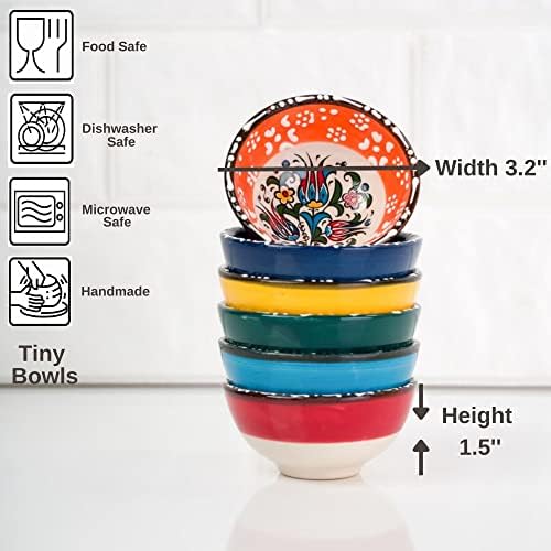 BCS Ceramic Pinch Bowls Set of 6 - Perfect for Cooking and Charcuterie