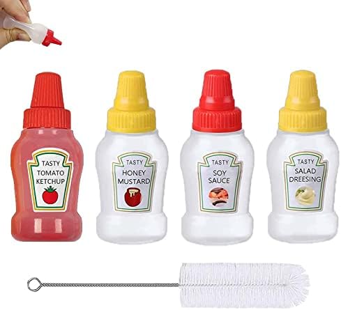 4PC Mini Condiment Squeeze Bottles Set