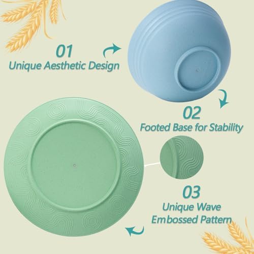 PYRMONT Reusable Plastic Dinnerware Sets for 6 BPA-Free Microwave Safe