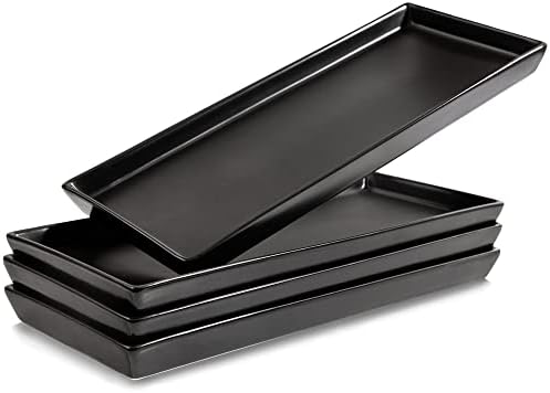 Home Beets Matte Black Ceramic Serving Platters Set of 4 for Entertaining