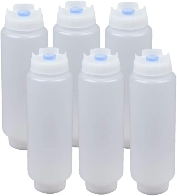 16oz Blue Tip Squeeze Bottle Refillable No Drip Thick Condiment Dispenser