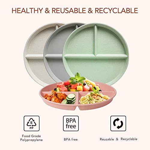 Sturdy Divided Plates with 4PCS Set