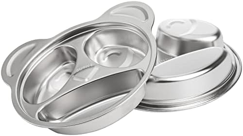 Lyellfe Set of 4 Stainless Steel Divided Plates