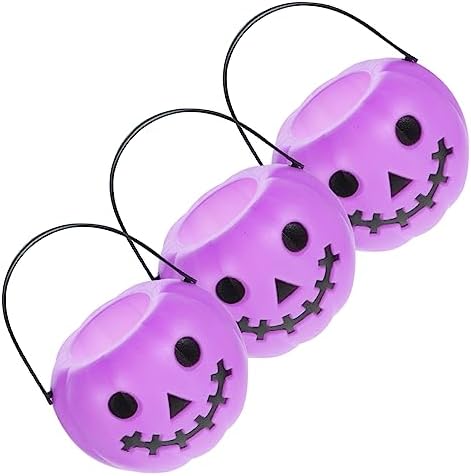 Halloween 3-Piece Candy Holder Set - Mini Bucket Cauldron Pumpkin Design