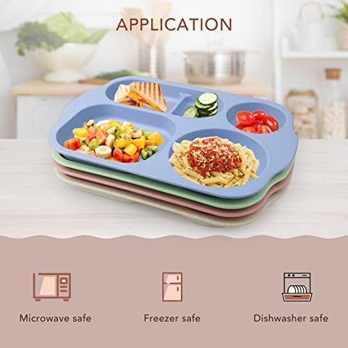 GreenandLife 12-Inch Divided Plates 4PCS Microwave and Dishwasher Safe BPA-Free