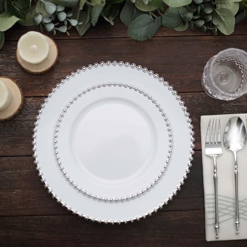 Elegant 8 Salad Plates Set of 30 WhiteSilver Round Disposable