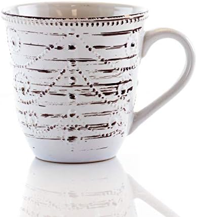 16-Piece Rustic Birch Round Dinnerware Set White Brown