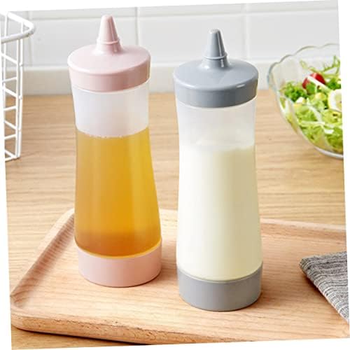 3-Pack Set of Squeeze Bottles with Removable Nozzles for Salad Dressing