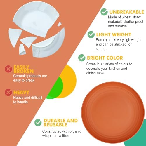 Homienly 8-Piece Dinner Plate Set for Kids Simply Safe Enjoyable Cuisine