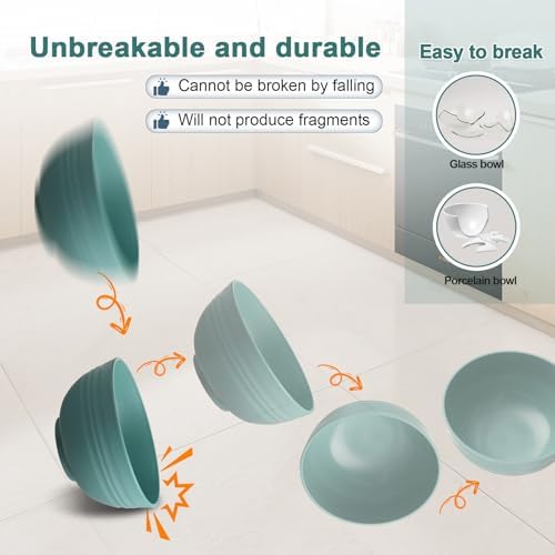 12-Piece Reusable Wheat Straw Cereal Bowls for Kitchen Essentials