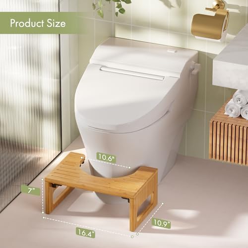 High-Quality Bamboo Toilet Stool for Adults Collapsible Non-Slip and Ergonomic