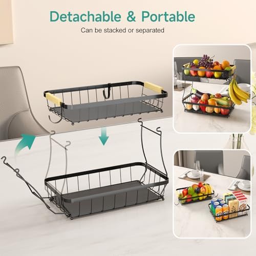 Sturdy 2-Tier Fruit Basket for Kitchen Storage