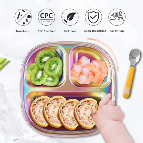 Sturdy Fun Durable Stainless Steel Plates for Kids