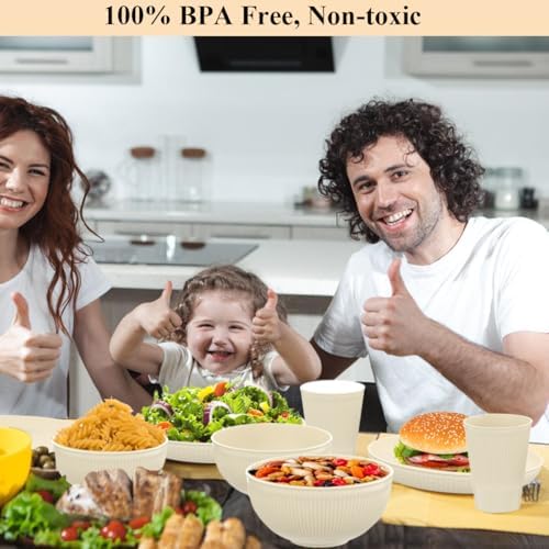 18PCS Unbreakable Wheat Straw Dinnerware Set for Kitchen Camping Multi-Scene Use