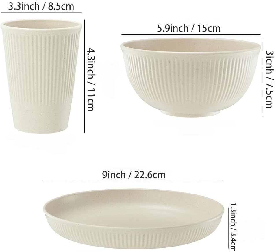Eco-Friendly 18-Piece Dinnerware Set with Wheat Straw fiber