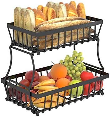 Apsan 2-Tier Metal Fruit Basket for Kitchen Counter - Durable and Stylish