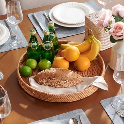 Hand-woven rattan serving tray for desserts elegant and durable