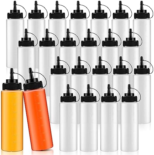 Dandat 24 Pcs Reusable Ketchup Squeeze Bottles