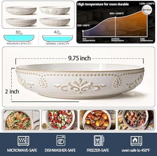 ArtenaSturdy 4-Pack Engineerial Ceramics Bowls Set for Kitchen Use White Design