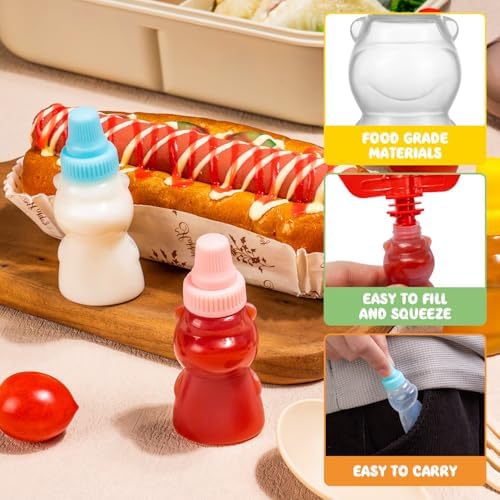 Deluxe Mini Condiment Bottles for Lunch Travel and Kids