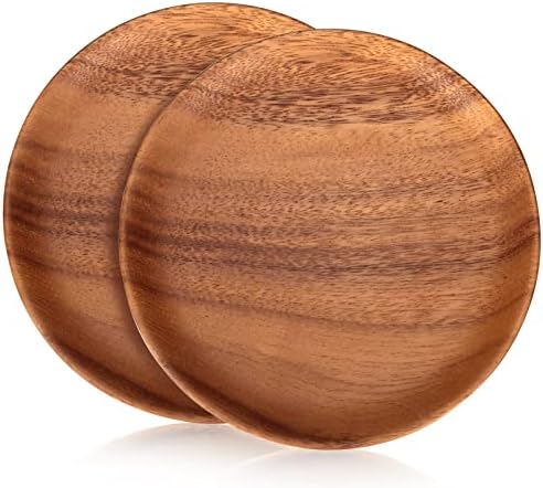 Two Small Wooden Dessert Plates for Acacia Wood Snacks