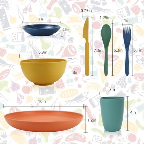Wrova 28-Piece Wheat Straw Dinnerware Set