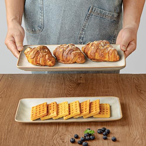 Stoneware Serving Platter Ocean Series Cappuccino White