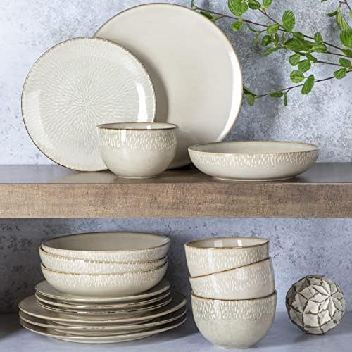 Gibson Elite Matisse Dinnerware Set - Elegant Taupe Design for 4
