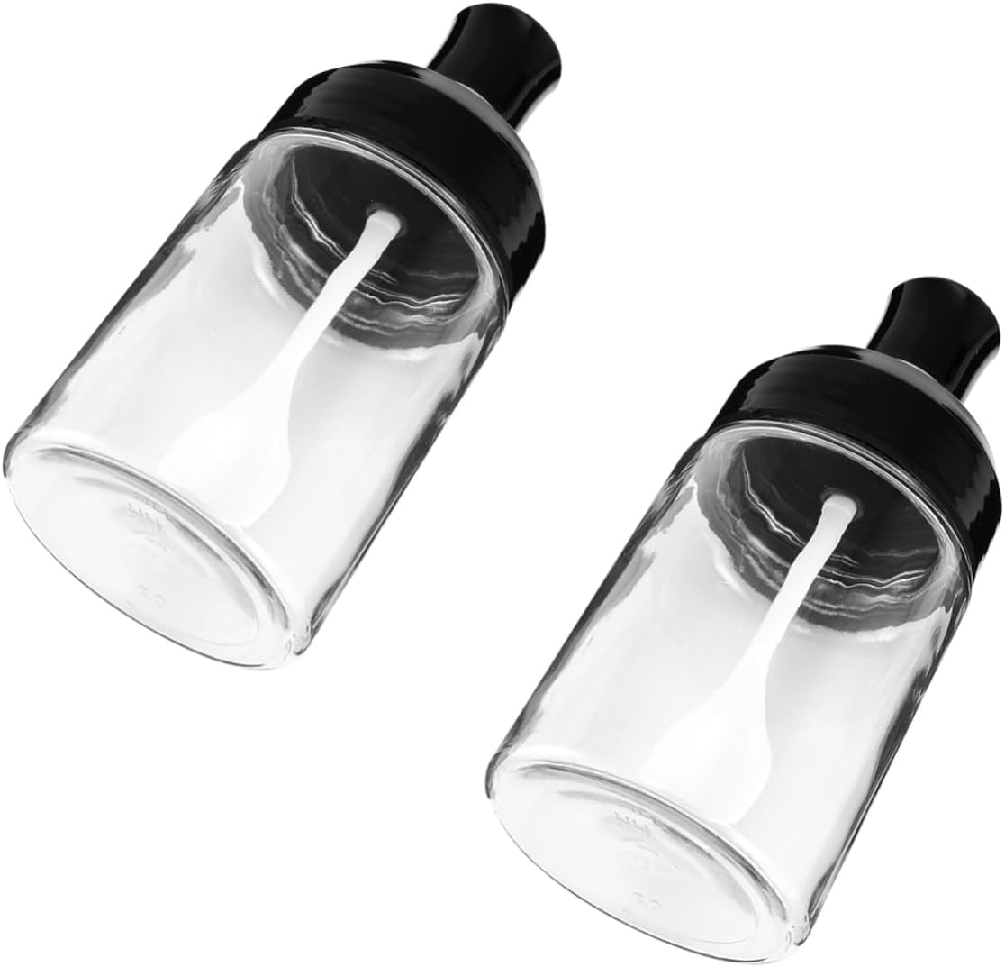 Zerodeko 2pcs Black Seasoning Glass Bottles