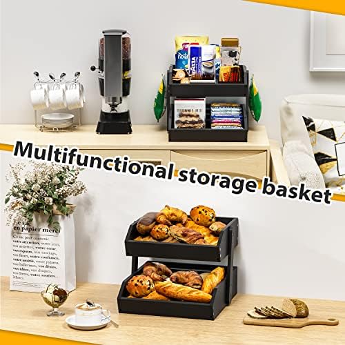 Gmtsl Bamboo Fruit Basket for Kitchen 2-Tier Storage Solution