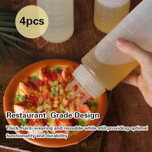 4 PC 23 oz Squeeze Bottles for Condiments White Ubamdom