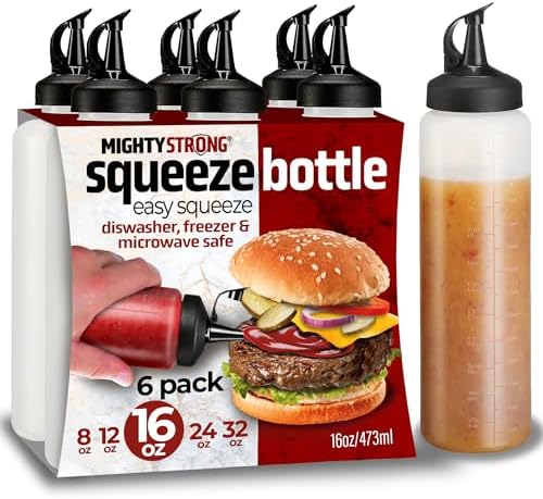 Set of 6 Sleek Condiment Squeeze Bottles