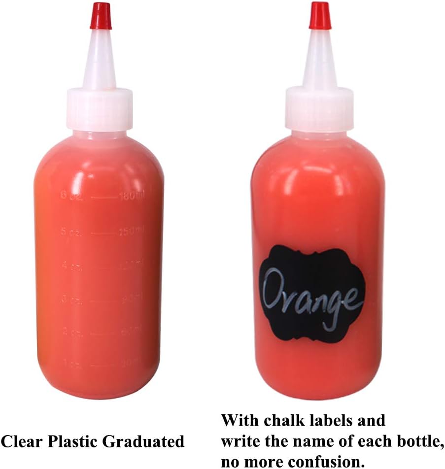 12-Pack Squeeze Bottles with Red Tip Caps
