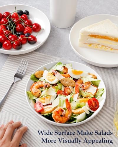 Ceramic Salad Plates with Rim Protection White Set of 4