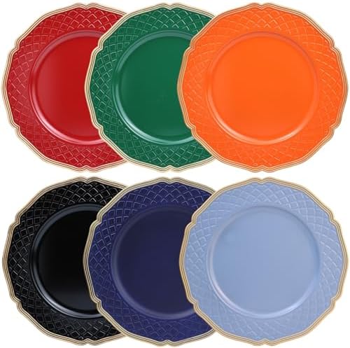 Royal Blue charger plates set of 6 with beaded rims for dining