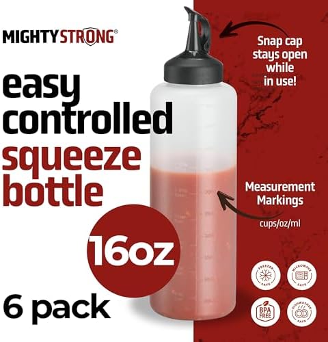 Set of 6 Sleek Condiment Squeeze Bottles