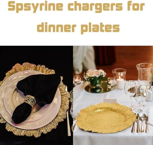100 Pcs Matte Gold Charger Plates Bulk Set Elegant Dinnerware for Events