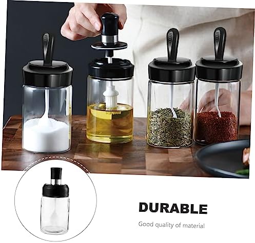 Zerodeko 2pcs Black Seasoning Glass Bottles