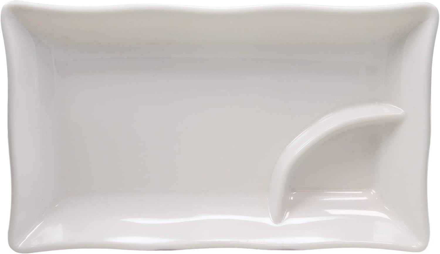 Ebros White Jade Melamine Wavy Rectangular Serving Plate